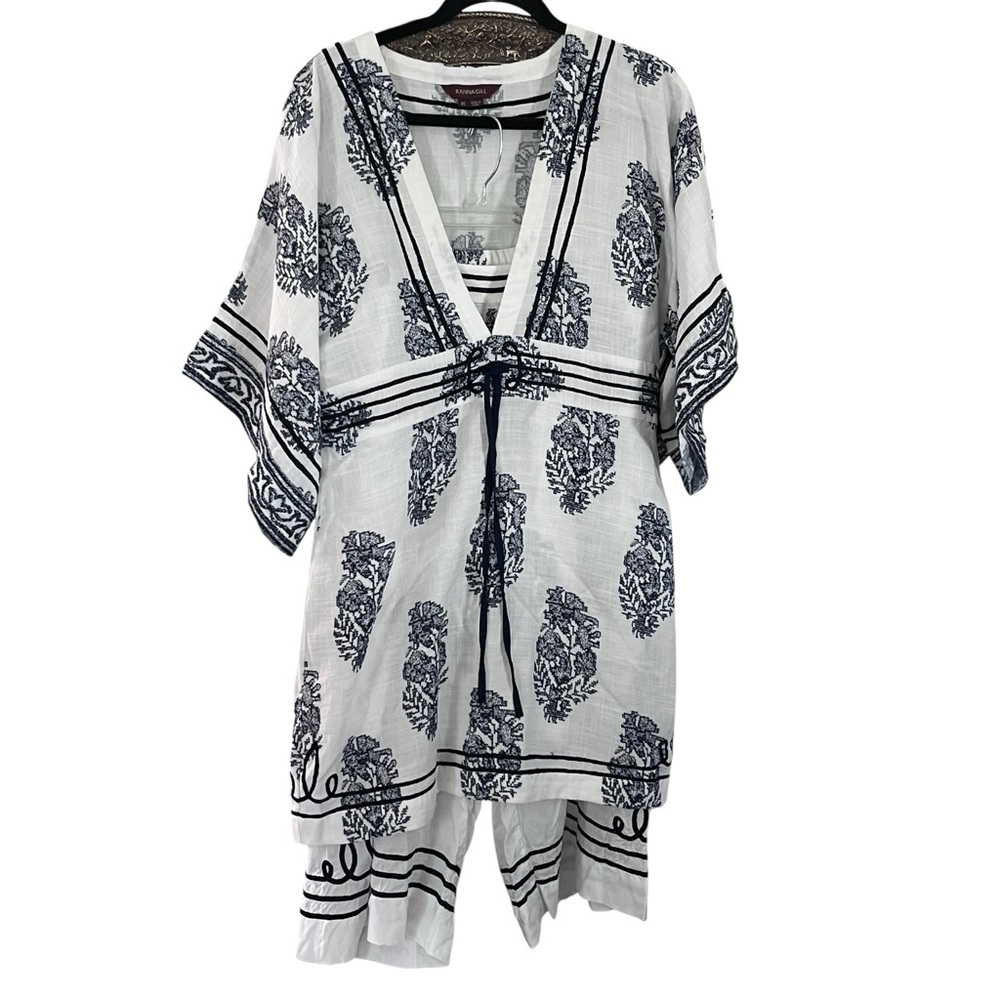 2 Piece Set Anthropologie Ranna Gill Boho Tunic & Cropped Pants Set EUC Coverup
